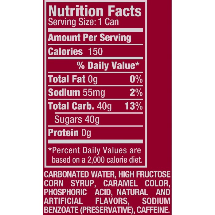 Dr pepper nutrition facts