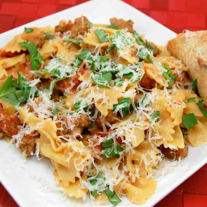 Bow tie pasta recipes with tomato sauce